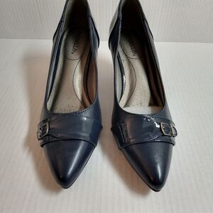 Marbella Flex Elegant Navy Blue Heels with Buckle Decor Women's Size 7.5M
